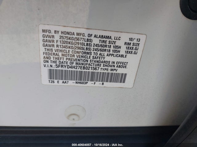 Acura MDX 2014 5FRYD4H27EB021567 Image 9