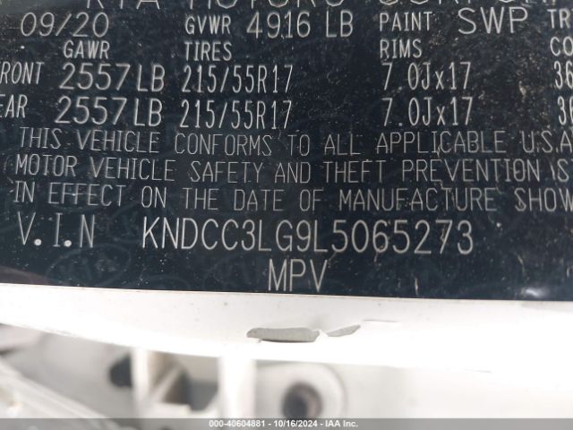 KNDCC3LG9L5065273 KIA Niro Ev Ex