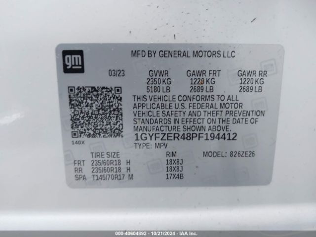 1GYFZER48PF194412 Cadillac Xt4 Fwd Sport