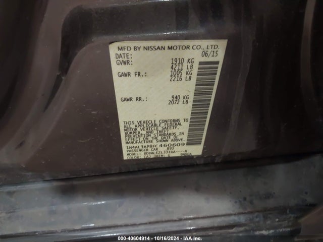 Nissan Altima 2.5 S 2015 1N4AL3AP8FC460609 Image 9
