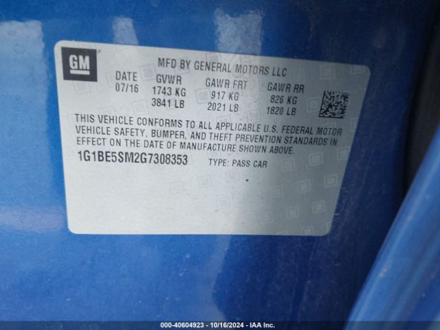 1G1BE5SM2G7308353 Chevrolet Cruze Lt Auto