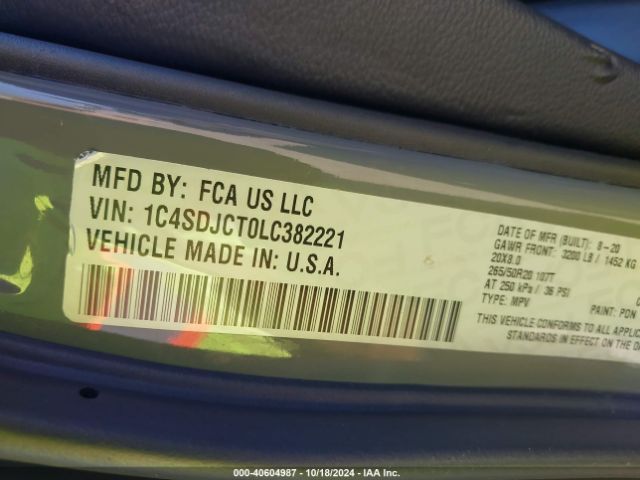 1C4SDJCT0LC382221 Dodge Durango R/t Awd