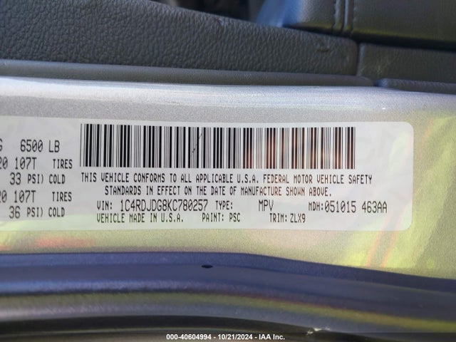 Dodge Durango Gt Plus Awd 2019 1C4RDJDG8KC780257 Image 9