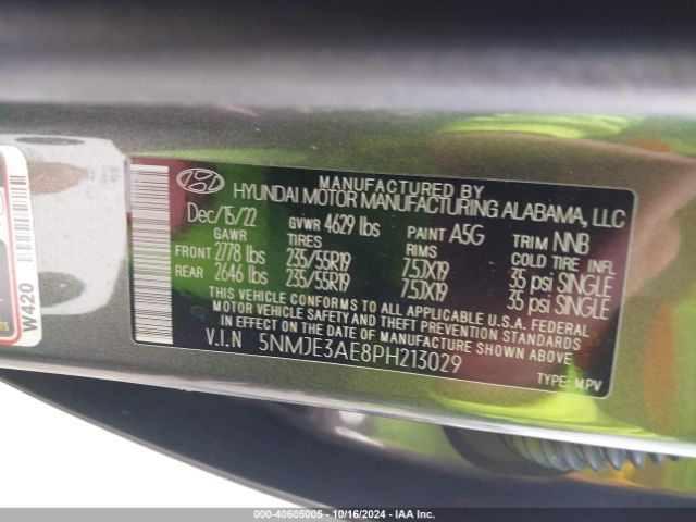5NMJE3AE8PH213029 Hyundai Tucson Limited