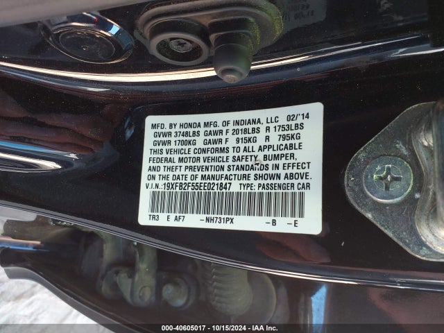 Honda Civic Lx 2014 19XFB2F55EE021847 Image 9
