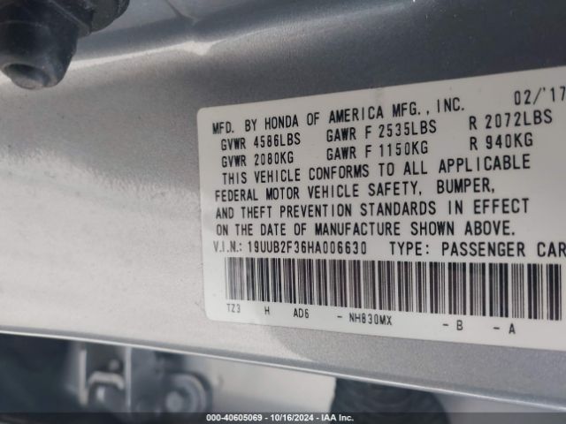 19UUB2F36HA006630 Acura Tlx V6
