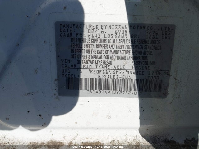 Nissan SENTRA S 2018 3N1AB7AP4JY275240 Image 8