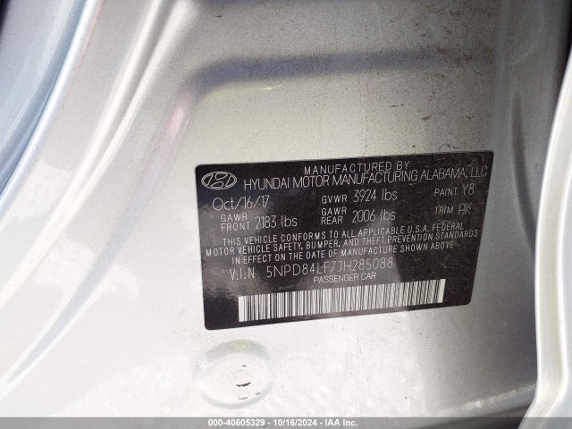 Hyundai Elantra Value Edition 2018 5NPD84LF7JH285088 Image 9