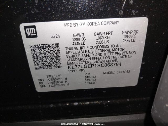 KL77LGEP1SC068794 Chevrolet Trax Fwd 1rs