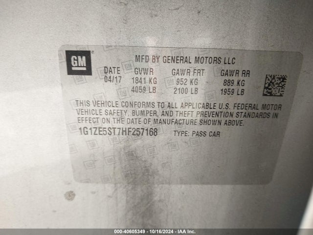 Chevrolet MALIBU 1LT 2017 1G1ZE5ST7HF257168 Image 9