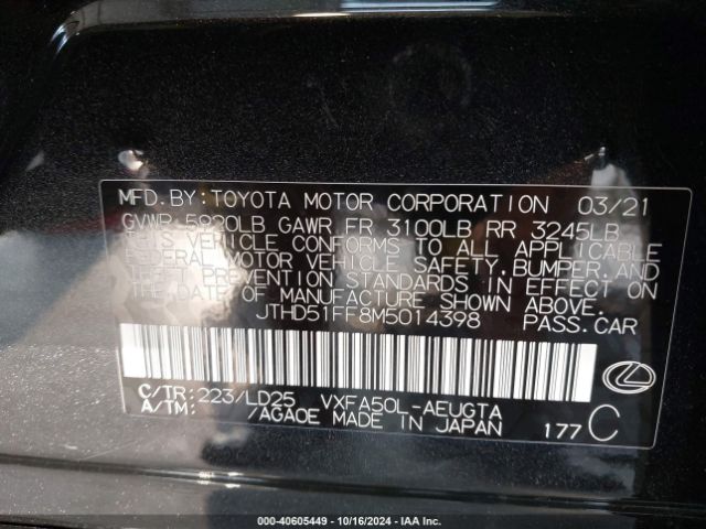 JTHD51FF8M5014398 Lexus Ls 500