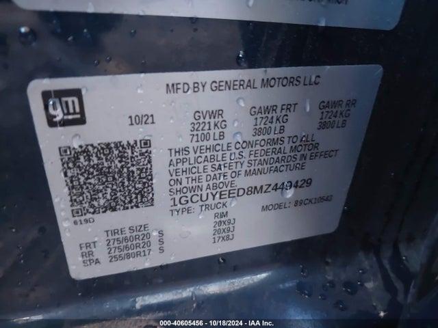 1GCUYEED8MZ449429 Chevrolet Silverado 1500 4wd  Short Bed Rst