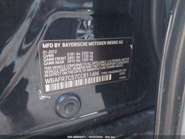 2012 BMW 5 SERIES WBAFR7C57CC811486 Photo 8