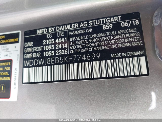 WDDWJ8EB5KF774699 Mercedes-Benz C 300 4matic