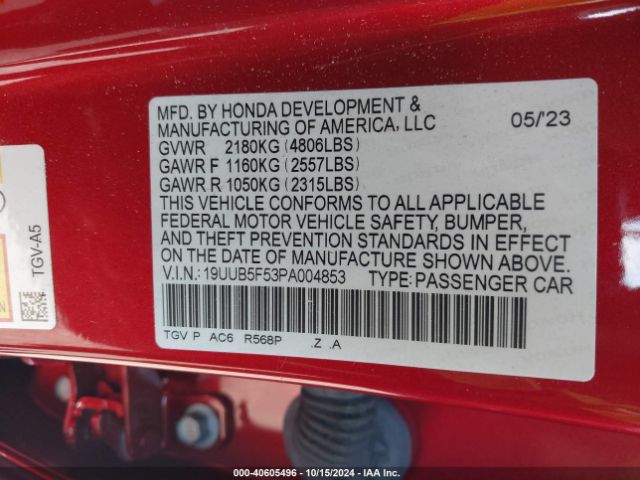 19UUB5F53PA004853 Acura Tlx A-spec Package