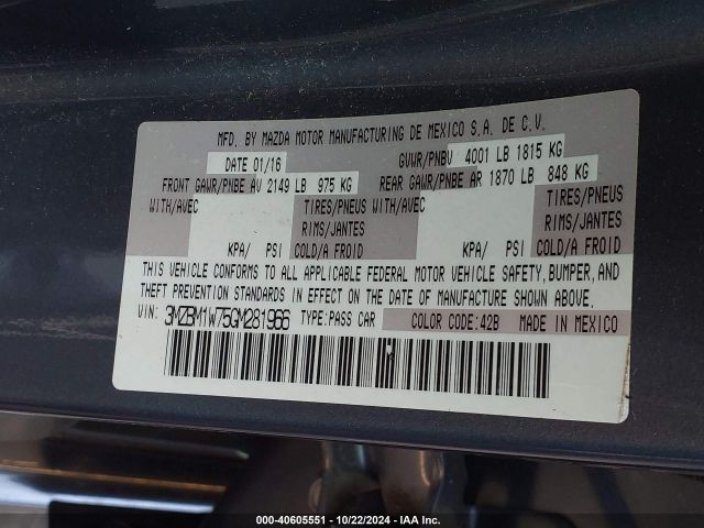 3MZBM1W75GM281966 Mazda Mazda3 I Touring