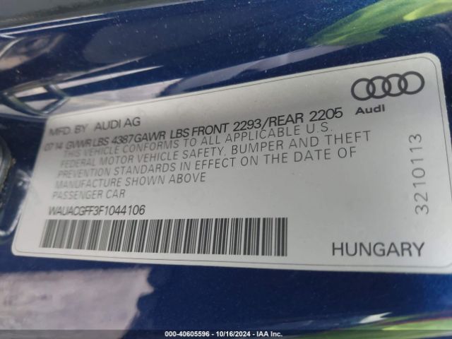 WAUACGFF3F1044106 Audi A3 1.8t Premium