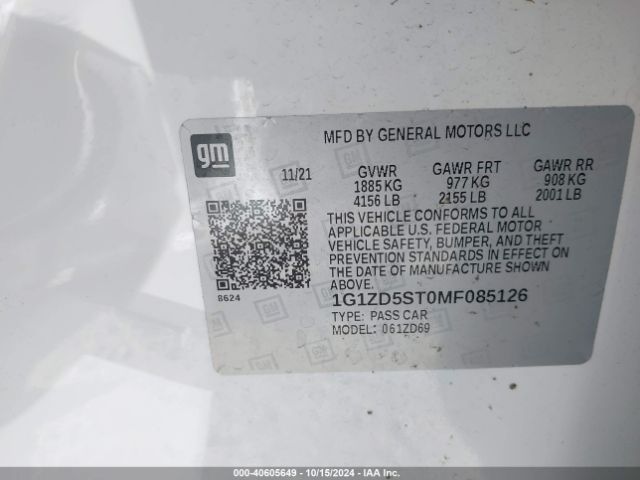 1G1ZD5ST0MF085126 Chevrolet Malibu Fwd Lt
