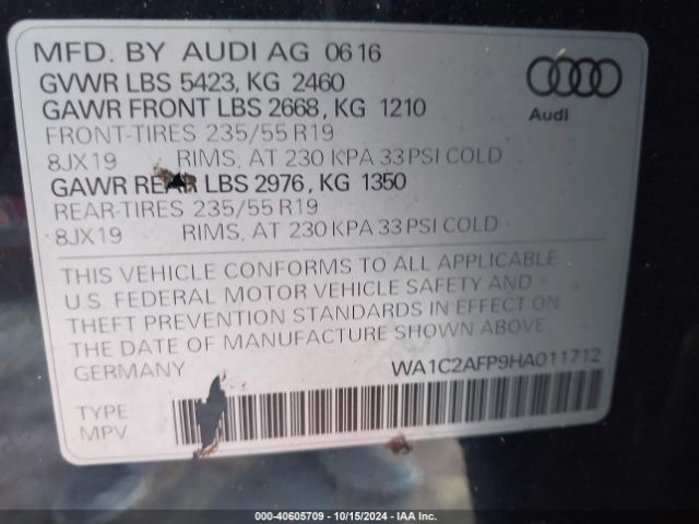 WA1C2AFP9HA011712 Audi Q5 2.0t Premium
