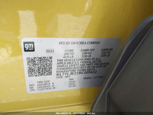 KL77LJE21RC005612 Chevrolet Trax Fwd 2rs