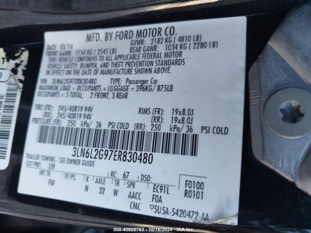 3LN6L2G97ER830480 Lincoln MKZ