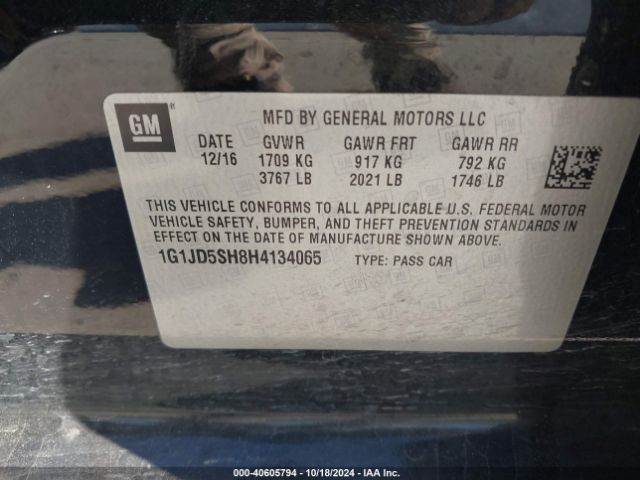 1G1JD5SH8H4134065 Chevrolet Sonic Lt Auto