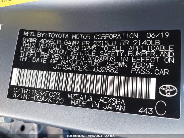 Toyota COROLLA SE 2020 JTDS4RCEXLJ032882 Image 9