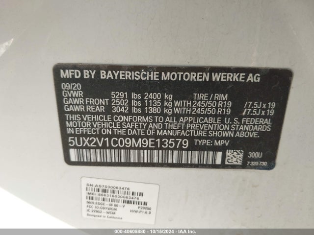 5UX2V1C09M9E13579 BMW X4 Xdrive30i