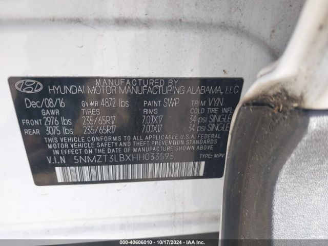 5NMZT3LBXHH033595 Hyundai Santa Fe Sport 2.4l