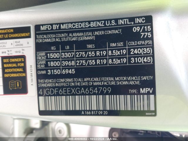 4JGDF6EEXGA654799 Mercedes-Benz Gl 450 4matic