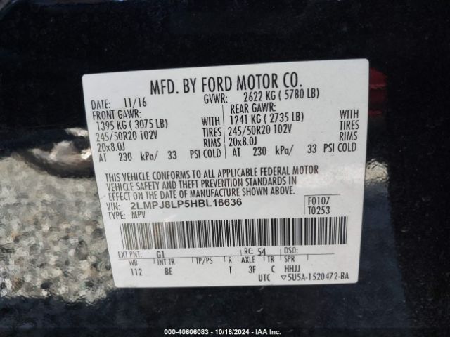 2LMPJ8LP5HBL16636 Lincoln Mkx Reserve
