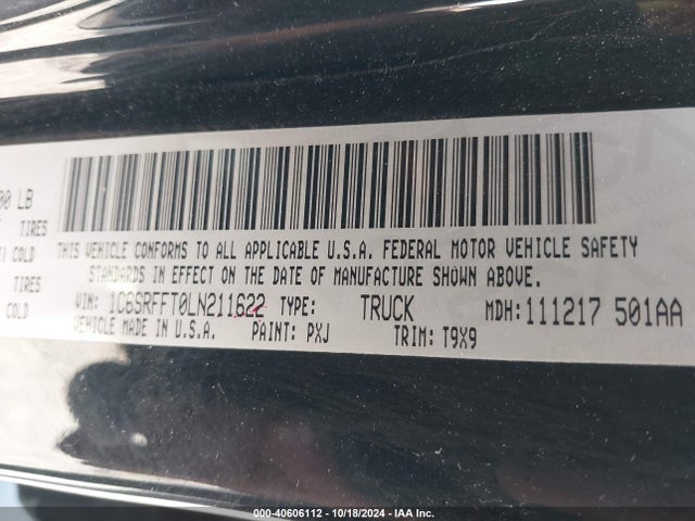 1C6SRFFT0LN211622 RAM 1500 Big Horn  4x4 5'7 Box
