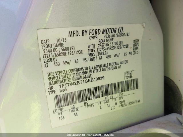1FT7W2BT1GEB10939 Ford F-250 Lariat