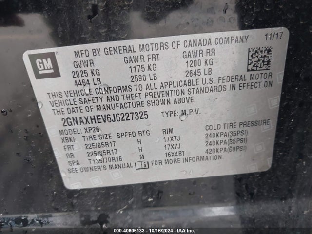 Chevrolet EQUINOX LS 2018 2GNAXHEV6J6227325 Image 9