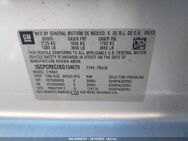 Chevrolet Silverado 1500 1lt 2014 3GCPCREC0EG104679 Image 9