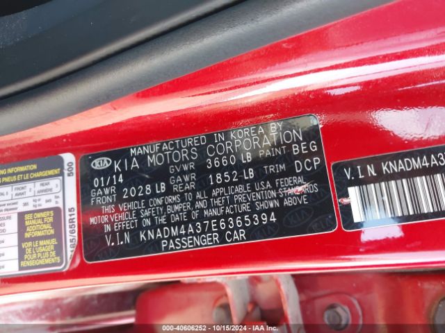 KNADM4A37E6365394 KIA RIO LX