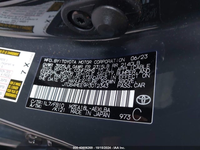 Toyota COROLLA LE 2023 JTDB4MEE9P3012343 Image 9