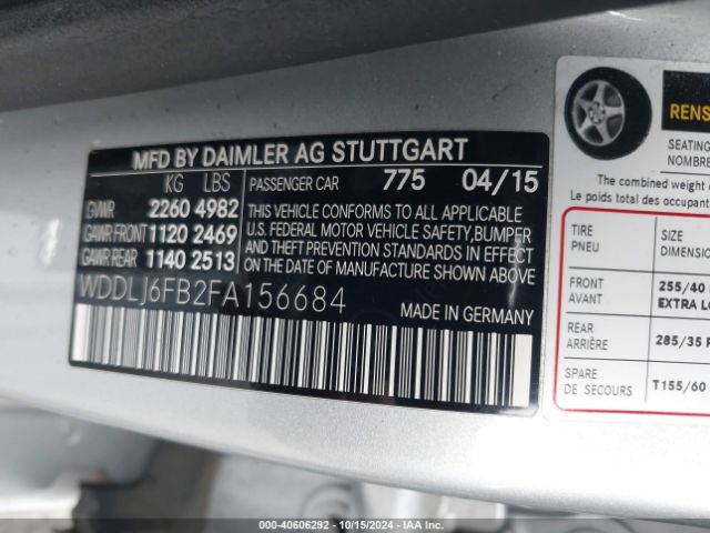 WDDLJ6FB2FA156684 Mercedes-Benz Cls 400