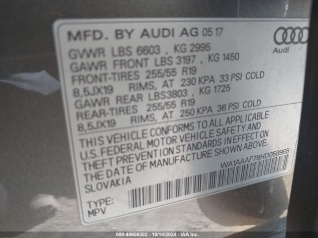 WA1AAAF78HD058965 Audi Q7 3.0t Premium