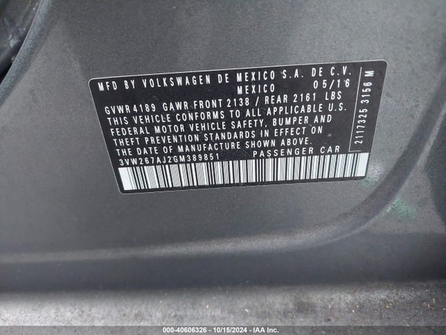 Volkswagen Jetta 1.4t S 2016 3VW267AJ2GM389851 Image 9