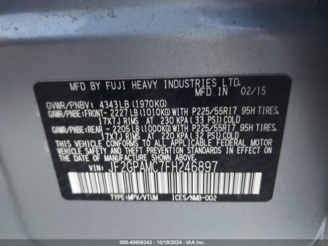 JF2GPAMC7FH246897 Subaru Xv Crosstrek 2.0i Limited