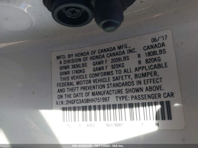 2HGFC3A58HH751997 Honda CIVIC SI