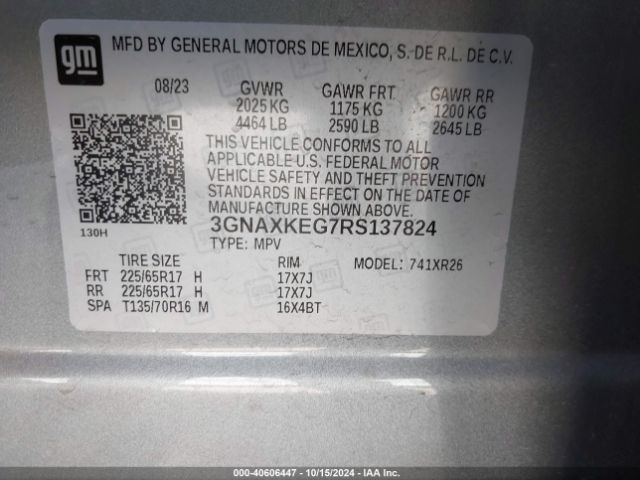 3GNAXKEG7RS137824 Chevrolet Equinox Fwd Lt