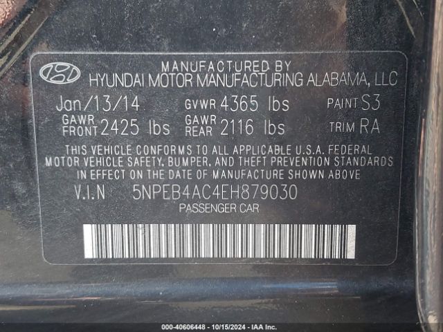 5NPEB4AC4EH879030 Hyundai SONATA GLS