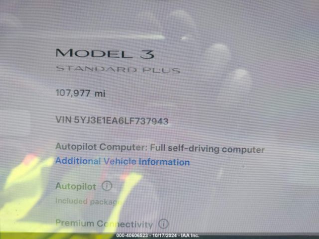 5YJ3E1EA6LF737943 Tesla MODEL 3