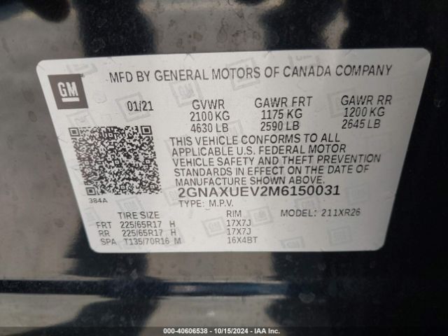 2GNAXUEV2M6150031 Chevrolet Equinox Awd Lt