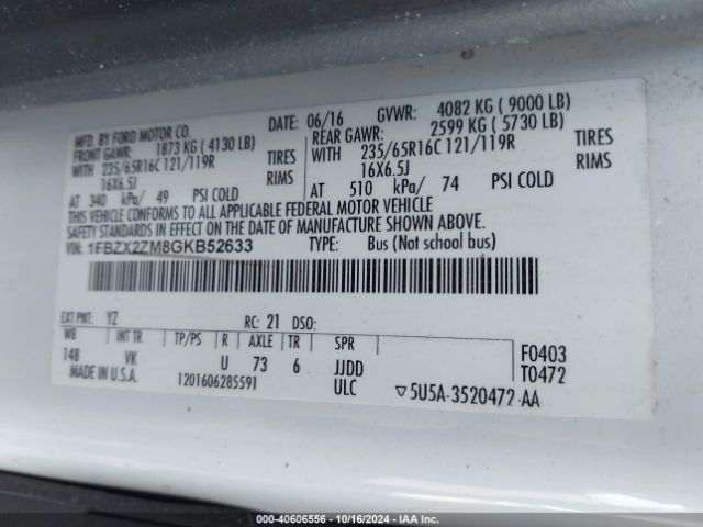 1FBZX2ZM8GKB52633 Ford Transit-350 Xl