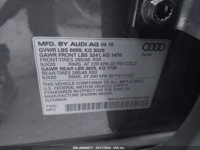 WA1LAAF71JD041794 Audi Q7 3.0t Premium