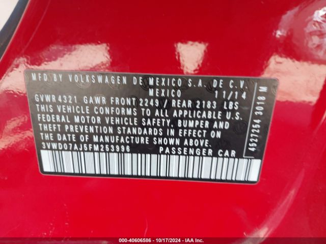 3VWD07AJ5FM253996 Volkswagen Jetta 1.8t Se