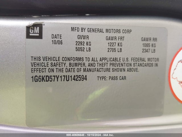 2007 CADILLAC DTS 1G6KD57Y17U142594 Photo 8